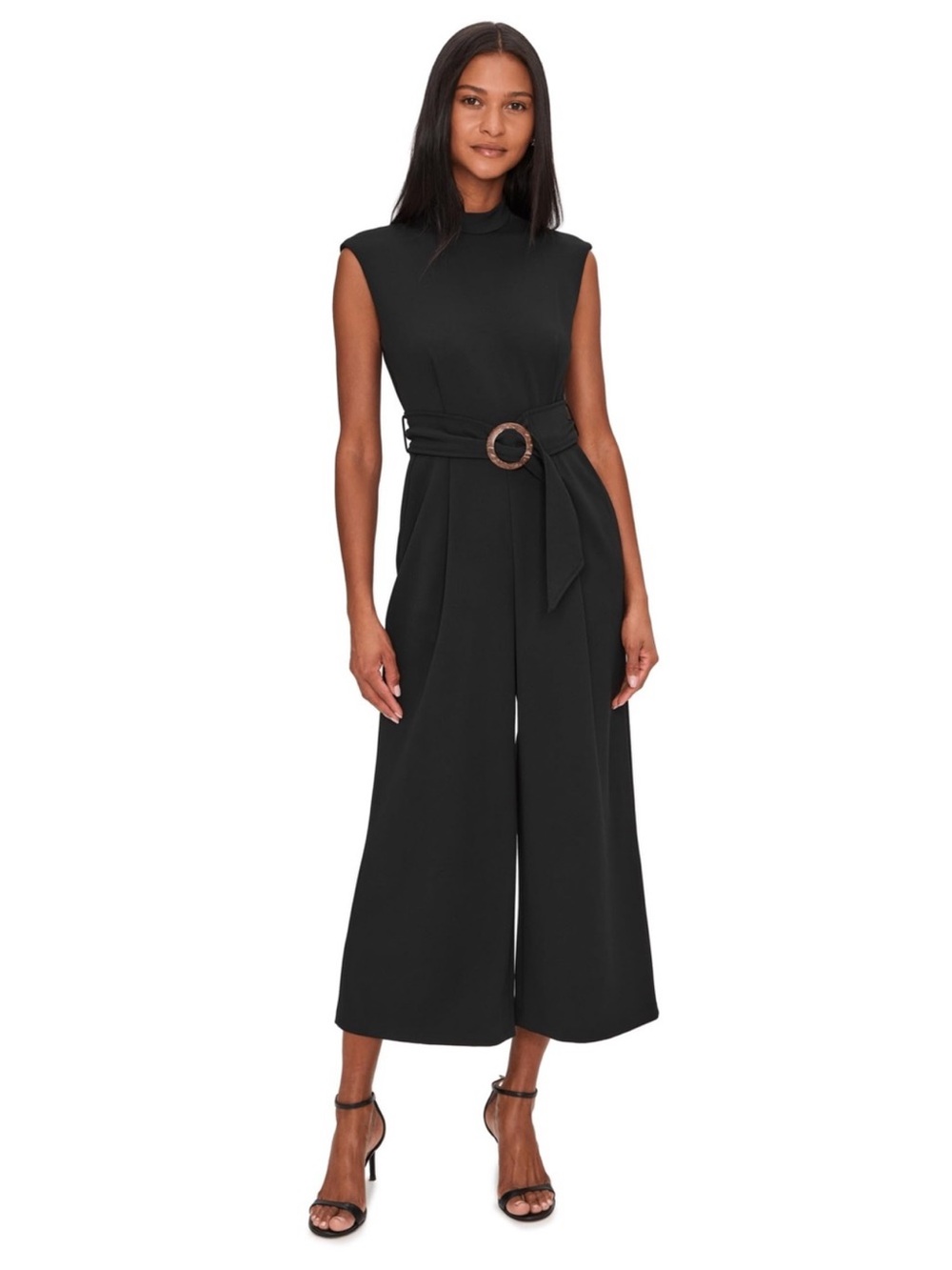 NWT - Calvin Klein Black Wide-Leg Jumpsuit with Belt - Size 10